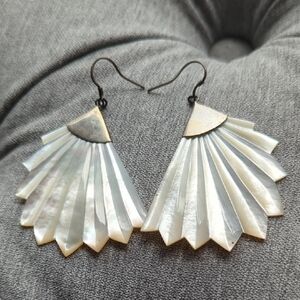 Silver and Elegant Shell Fan Earrings